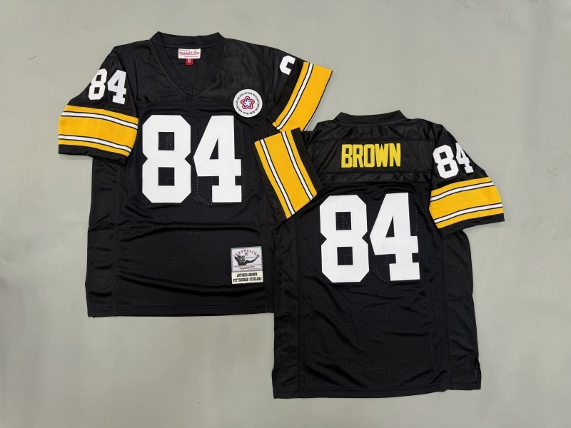 Men 2025 Pittsburgh Steelers #84 Brown black Throwback Limited NFL Jersey style 001